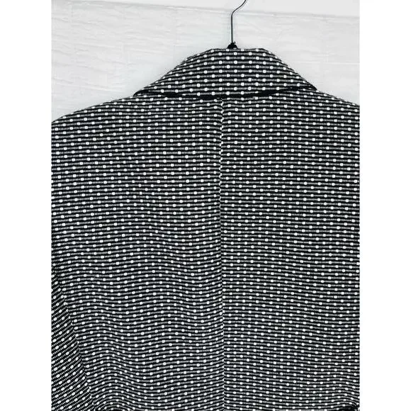 Talbots Black White Patterned Blazer Button Notched Lapel Front Pockets Size 10 - Picture 6 of 13